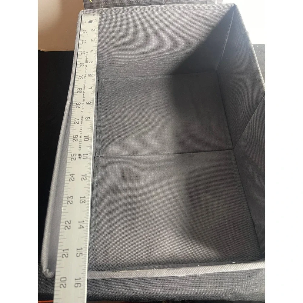 Set of 4 Gray Fabric Collapsible Storage Bins with Clear Window Organizer Box